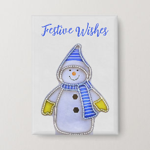 Chapa Deseos festivos. Diseño de muñeco de nieve