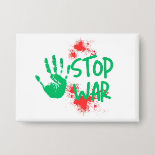 Chapa Detener la Guerra – Diseño Gráfico Antibelico de H