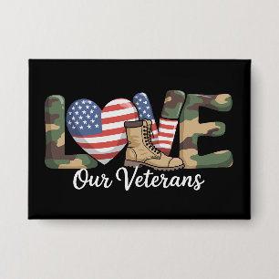Chapa Día de nuestros veteranos Orgullosa bandera milita