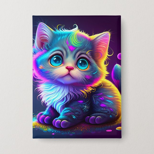 Chapa Dibujo digital de gatos de color lindo-79827 (Anverso)