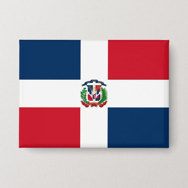 Chapa Dominican Republic Flag Bandera Dominicana Button (Anverso)