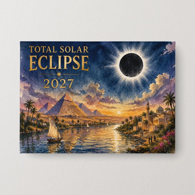 Chapa Eclipse Total Solar 2027 Egipto (Anverso)