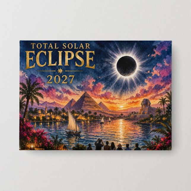 Chapa Eclipse Total Solar 2027 Egipto (Anverso)