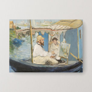 Chapa Edouard Manet - Pintura de Monet en su barco de es