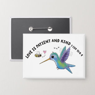 Chapa El amor es paciente abeja y colibrí escritura