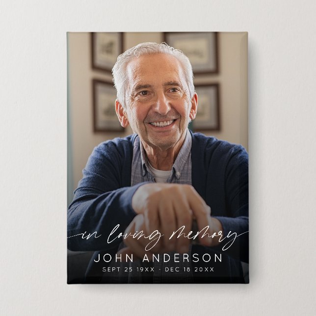 Chapa Elegant In Loving Memory Script Photo Funeral  (Anverso)