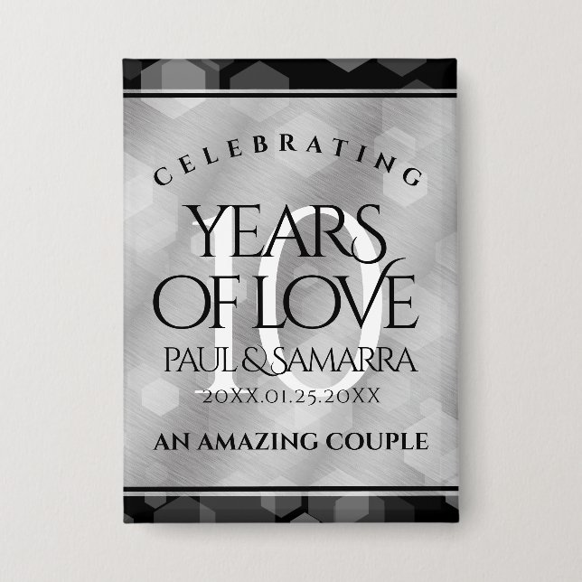 Chapa Elegante 10° Aniversario del Boda Tin (Anverso)