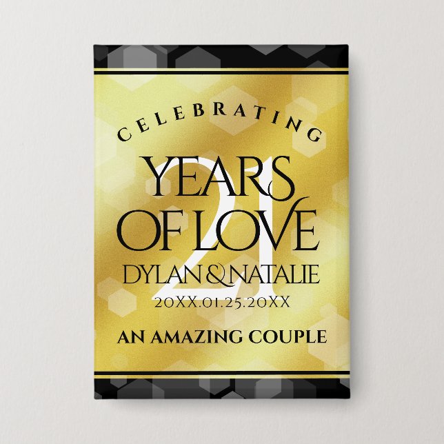 Chapa Elegante 21ª celebración del Aniversario del Boda  (Anverso)