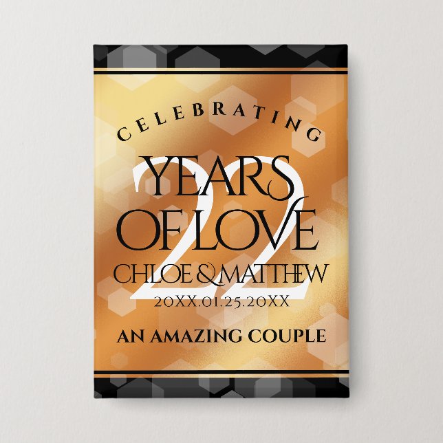 Chapa Elegante 22° Aniversario del Boda del Cobre (Anverso)