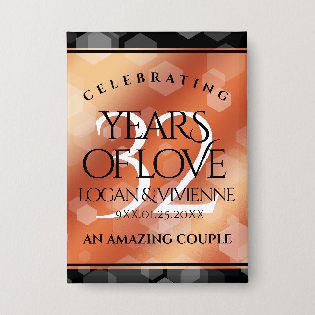 Chapa Elegante 32° Aniversario del Boda de Bronce (Anverso)