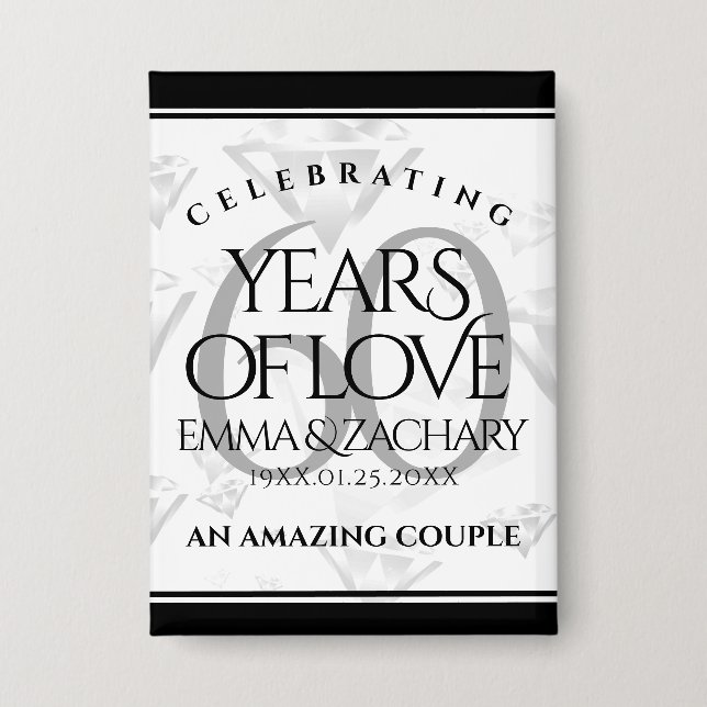 Chapa Elegante 60° Aniversario del Boda del Diamante (Anverso)