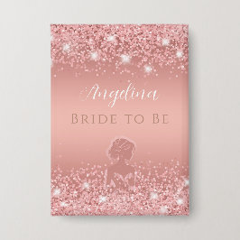 Chapa Elegante Rosa Dorado Luxe Brillo Despedida de Solt