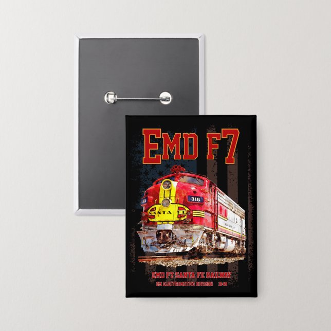 Chapa EMD F7 Santa Fe Warbonnet with American Flag. (Anverso/Reverso)