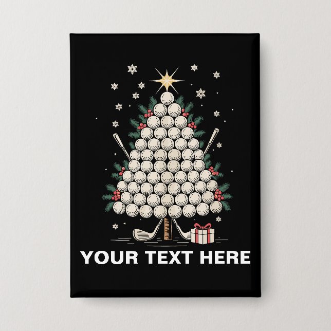Chapa Equipo de árbol de Navidad de golf personalizado F (Anverso)