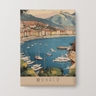 Chapa Escena de viaje vintage del puerto de Mónaco con t