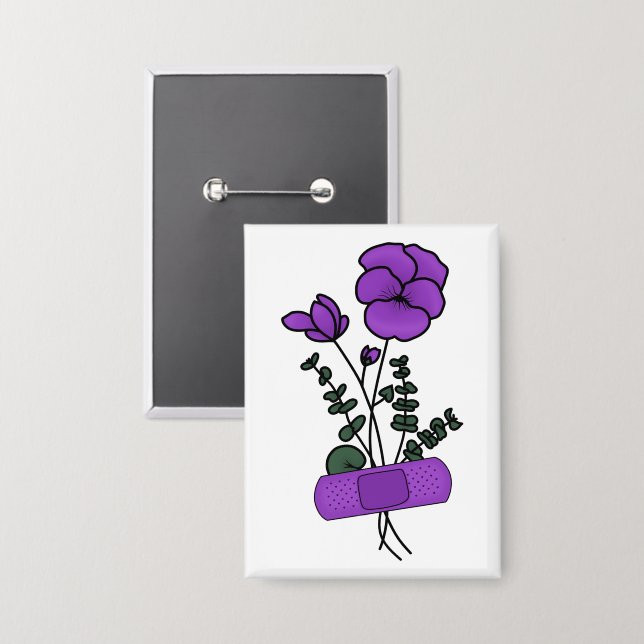 Chapa Febrero Violet Flower Bandaid (Anverso/Reverso)