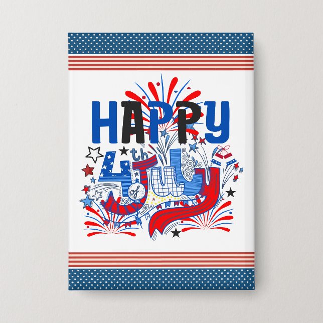 Chapa Feliz 4 de julio de fuegos artificiales USA-63261 (Anverso)
