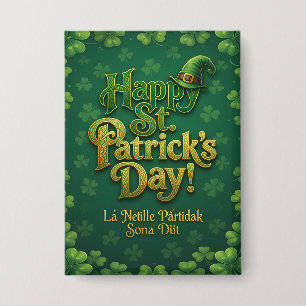 Chapa Feliz día de San Patricio Sombrero de duende celta