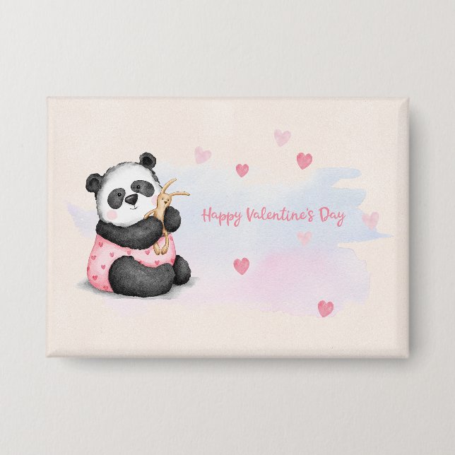 Chapa Feliz día de San Valentín Panda Conejo Corazón Acu (Anverso)
