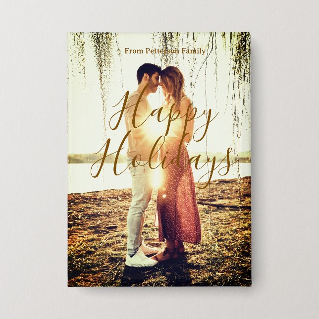 Chapa Feliz feriados marrón agregar pareja de fotos fech (Anverso)
