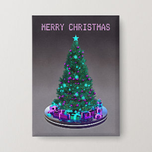 Chapa Feliz Navidad. Árbol decorado con regalos