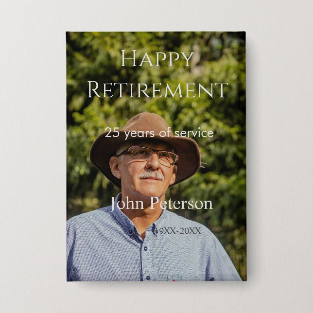 Chapa Feliz retiro foto nombre años de servicio (Anverso)