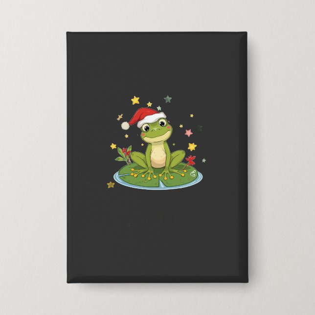 Chapa Festive Frog Joy - Cute Christmas Frog on Lily Pad (Anverso)