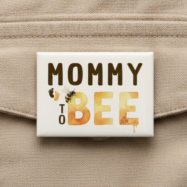 Chapa Fiesta de Bebé Panal de Abeja Bumblebee para Mamá (Mommy to Bee Bumblebee Honeycomb Baby Shower Button
)