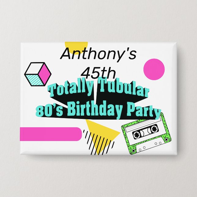 Chapa Fiesta de cumpleaños de Tubular 80 (Anverso)