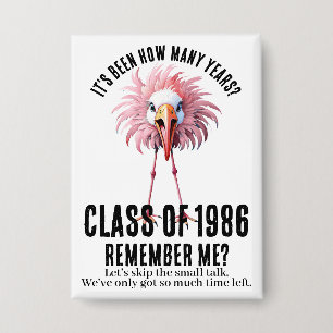 Chapa Flamingo Divertido Personalizado Reunión de Clase 