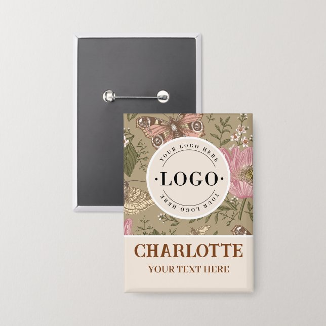 Chapa Flor silvestre Botánica Floral Marca de nombre (Anverso/Reverso)