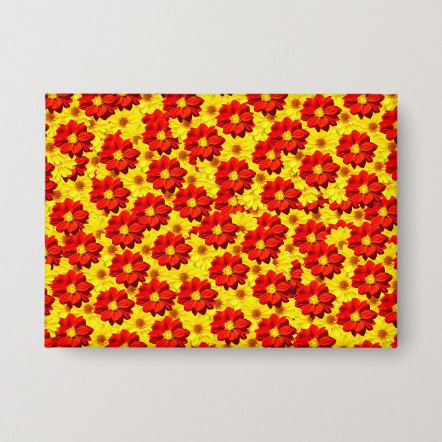 Chapa Flores de dalia rojas y amarillas (Anverso)