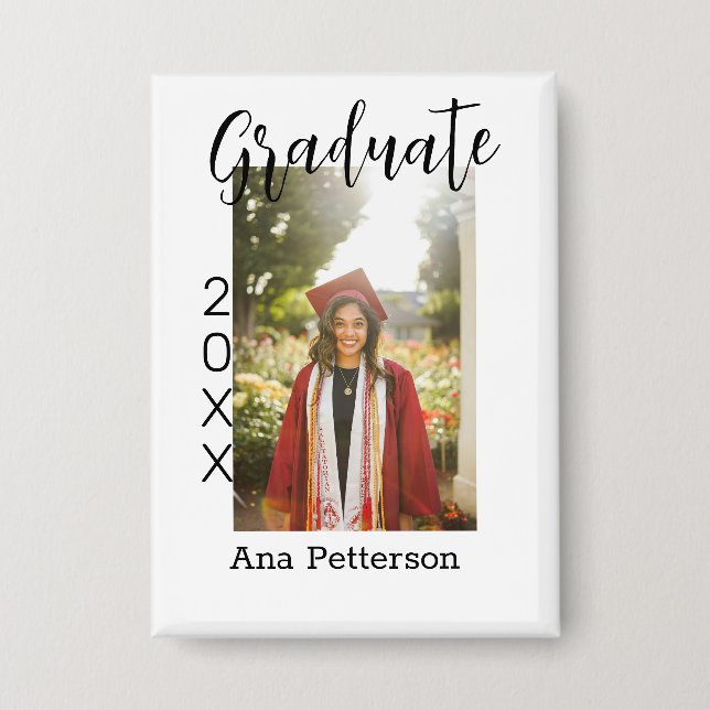 Chapa Foto de graduado moderno clásico añadir nombre de  (Anverso)