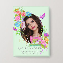 Chapa Foto de monograma floral de cinta de mascar verde