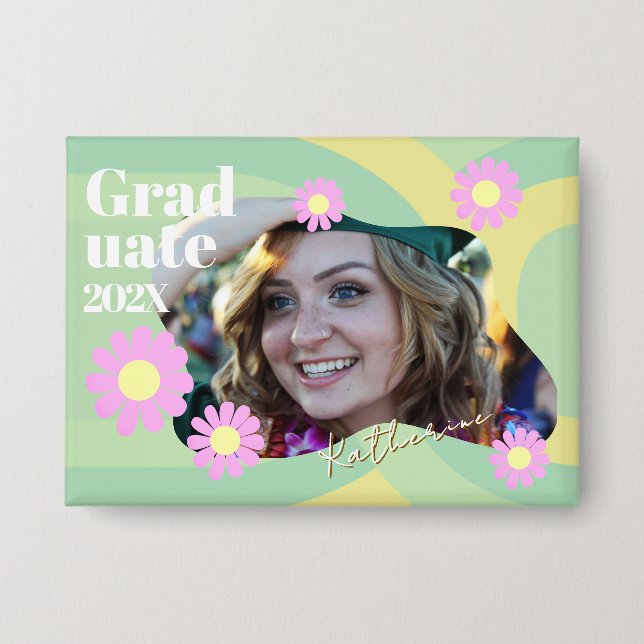 Chapa Foto verde de Daisy graduada (Anverso)