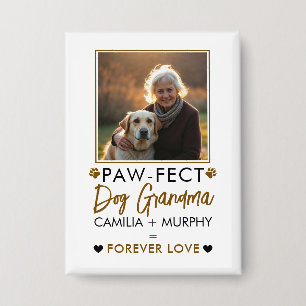 Chapa Fotografía de la abuela del perro con texto simple