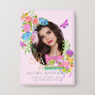 Chapa Fotografía de monograma floral de cinta de mascar 