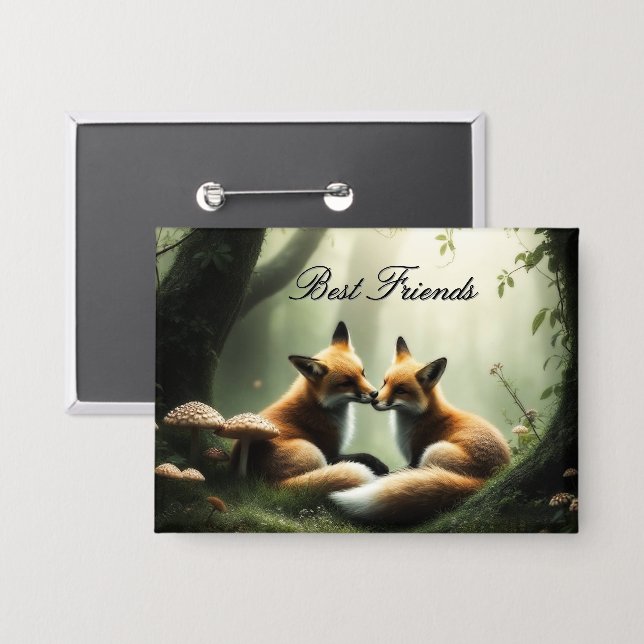 Chapa Fox Cuddle en un bosque contaminado personalizado (Anverso/Reverso)