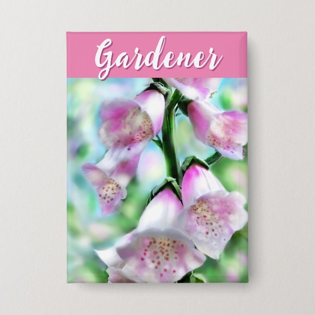 Chapa Foxglove Flowers Floral Pink Garden Personalized (Anverso)