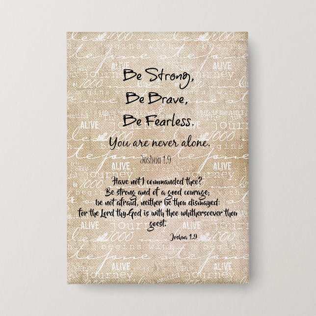 Chapa Fuerte, valiente y temerosa cita con verso bíblico (Anverso)