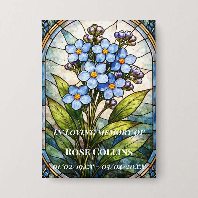 Chapa Funeral Forget me Not Stained Glass Memorial (Anverso)