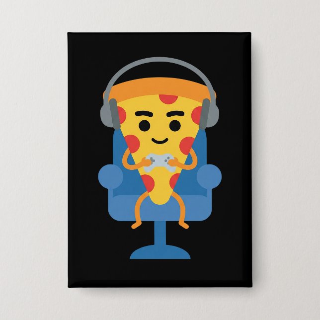 Chapa Funny Gamer Pizza Gaming Video Game Enthusiast Boy (Anverso)