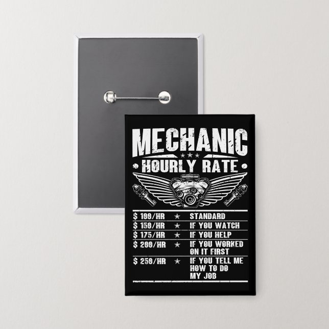 Chapa Funny Mechanic Hourt Rate Auto Car Mechanic Labor (Anverso/Reverso)