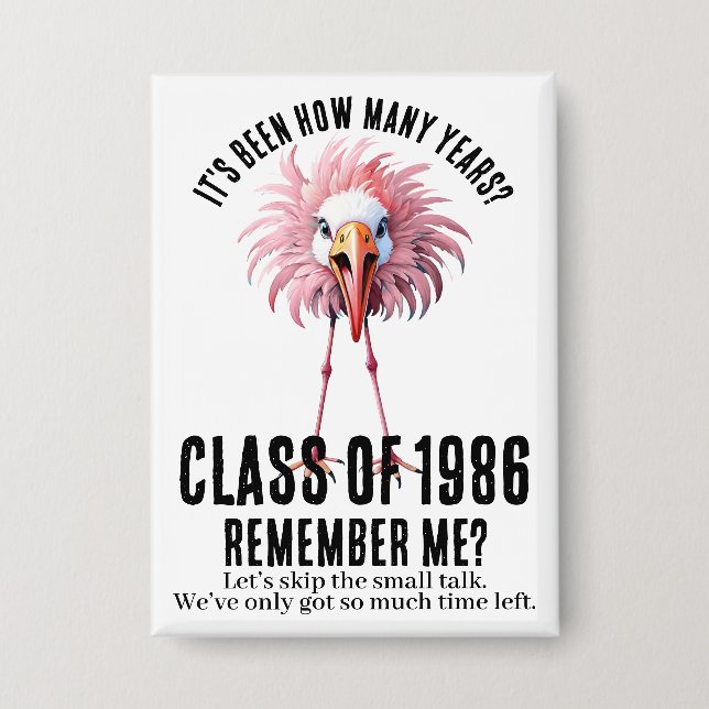 Chapa Funny Personalizado Flamingo 40th School Class Reu (Anverso)
