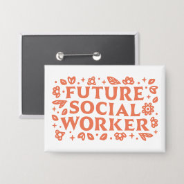 Chapa Futuro trabajador social retro estética floral pre