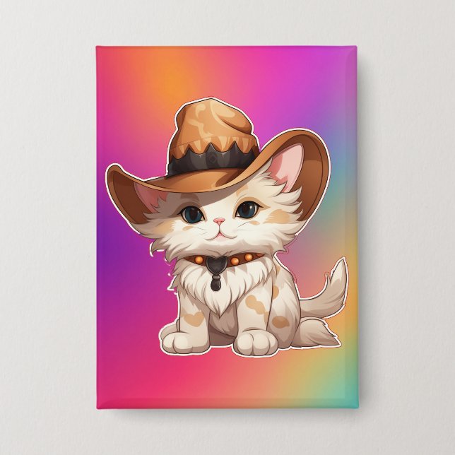 Chapa Gato con Gorra occidental Clipart-85247 (Anverso)