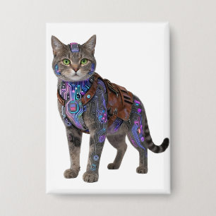 Chapa Gato de Circuito Cyberpunk – Bestia Tecnológica de