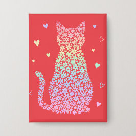 Chapa gato lindo corazones de arcoíris dulce gradiente p