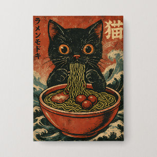 Chapa Gato Ramen japonés gracioso gráfico Kawaii Cat Ani