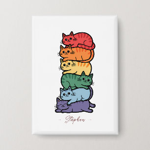 Chapa Gatos iris apilados - Celebración del Orgullo LGBT